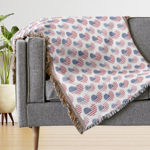 Cobertor Bandeira Americana Vermelha Branca Azul Patriota