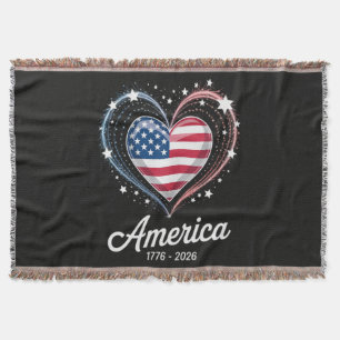 Cobertor Bandeira Coração 1776 2026 4 de julho 250º Anivers