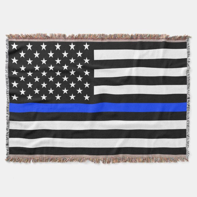 Cobertor Bandeira da Polícia Thin Blue Line (Frente)