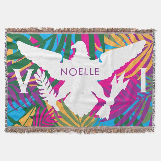 Cobertor Bandeira das Ilhas Virgens dos EUA, Folhas Tropica (Frente)