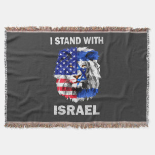 Cobertor Bandeira de Israel e EUA Leão _ Eu Estou com Israe