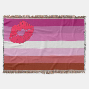 Cobertor bandeira do orgulho lésbico batom SlipperyJoe femi