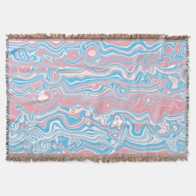 Cobertor Bandeira do Orgulho Trans Trippy Boho Groovy Listr (Frente)