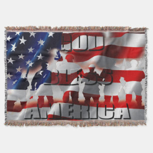 Cobertor Bandeira e soldados da América Deus abençoe Patrió