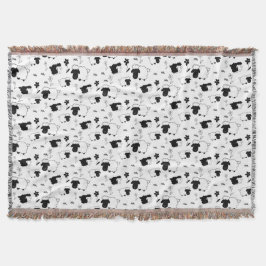 Cobertor Bando bonito de ovelha Ilustração Preta e Branca