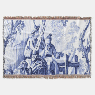 Cobertor Banheira Oriental da Chinoiserie Azul e Branca