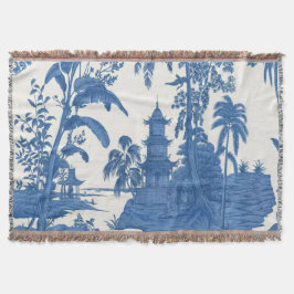 Cobertor Banheira Oriental da Chinoiserie Azul e Branca