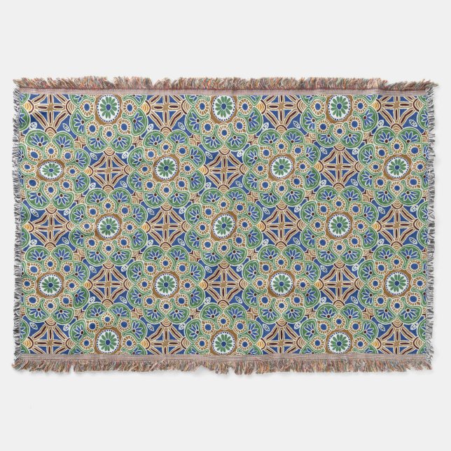 Cobertor Banheta de Algodão com borda, Medallion design (Frente)