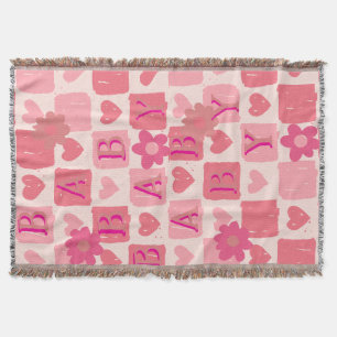 Cobertor Banheta de Lança-Bebê rosa e vermelha