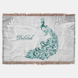 Cobertor Banheta de Ponta Personalizada do Teal Peacock
