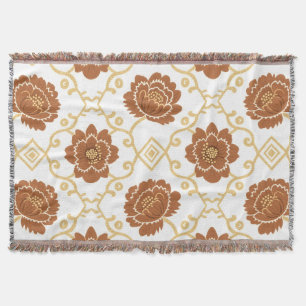 Cobertor Banheta Floral Boêmia - Terracotta e Gol