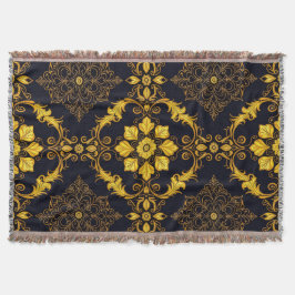 Cobertor "Barockes Ornament-Muster in Gold und Schwarz"