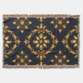 Cobertor "Barockes Ornament-Muster in Gold und Schwarz"