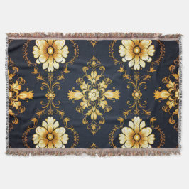 Cobertor "Barockes Ornament-Muster in Gold und Schwarz"