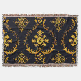 Cobertor "Barockes Ornament-Muster in Gold und Schwarz"