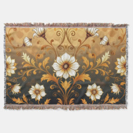 Cobertor "Barockes Ornament-Muster in Gold und Schwarz"