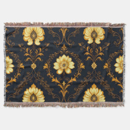 Cobertor "Barockes Ornament-Muster in Gold und Schwarz" Dec