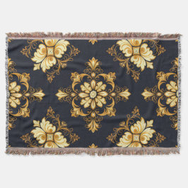 Cobertor "Barockes Ornament-Muster in Gold und Schwarz" Dec