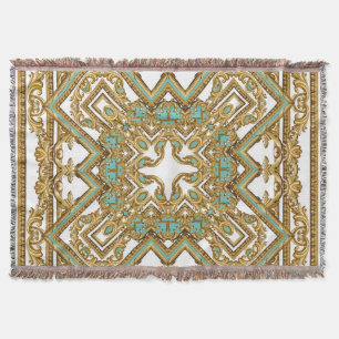 Cobertor Barroco ouro elegante, design ornamental.