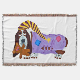 Cobertor Basset Hound de pijama com ursinho de pelúcia