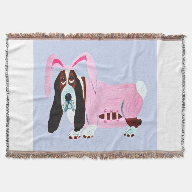 Cobertor Basset Hound in bunny costume (Frente)