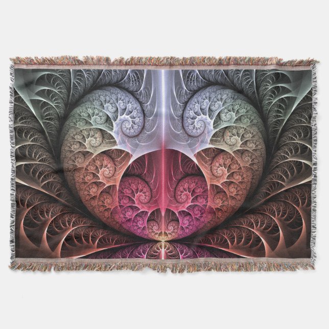 Cobertor Batimento cardíaco, arte fractal surrealista abstr (Frente)
