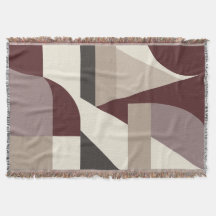 Bauhaus Abstract Geométrico Burgundy Marrom Cobert