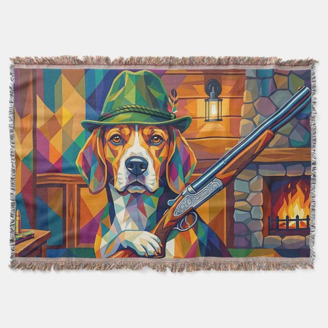 Cobertor Beagle Jäger Pop Art – Moderner Jagdhund (Frente)