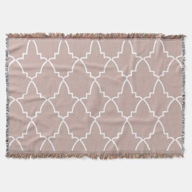 Cobertor Beige Marroquino Lattice Pattern (Frente)