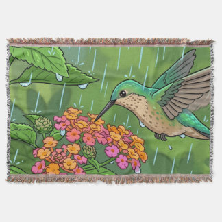 Cobertor Beija-flor Bebendo Néctar de Flores de Lantana i