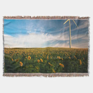 Cobertor belas flores do sol campo com céu azul nublado a