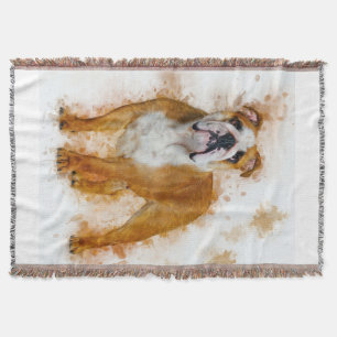 Cobertor Beleza Bulldog Art Watercolor Bulldog Presente