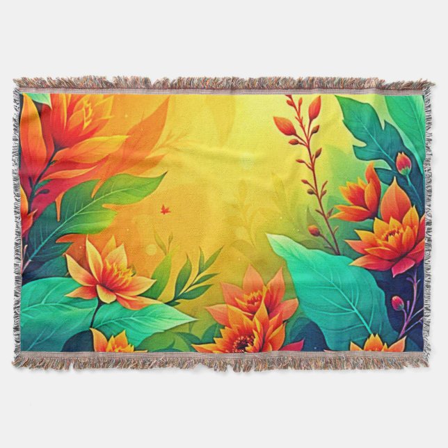 Cobertor Beleza Floral Abstrato vibrante (Frente)