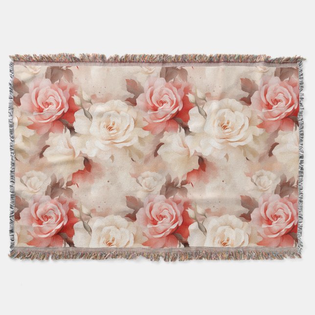 Cobertor Belíssimo Rosa Bege Floral Creme (Frente)