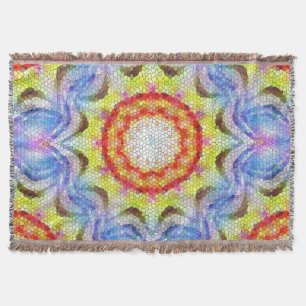 Cobertor Belo Brilho Azulejo Mosaico Flor Sol