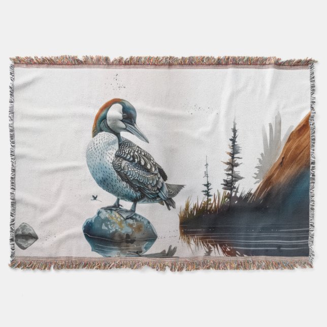 Cobertor belo leão sobre a água em aquarela (Frente)