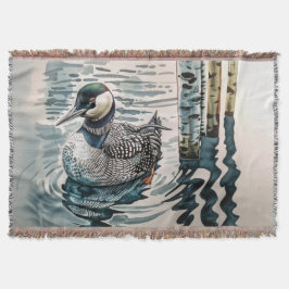 Cobertor belo leão sobre a água em aquarela