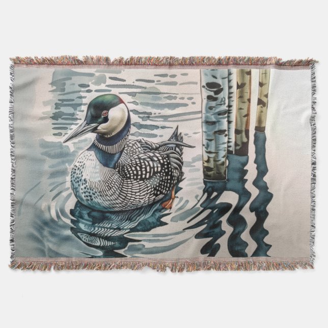 Cobertor belo leão sobre a água em aquarela (Frente)