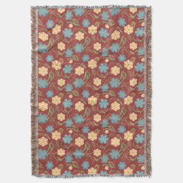 Cobertor Belo padrão floral moderno - vermelho