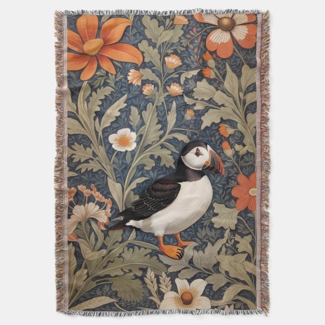 Cobertor Belo Puffin William Morris Inspirou (Frente Vertical)