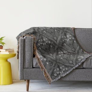 Cobertor Besouro e samambaias, a preto e branco