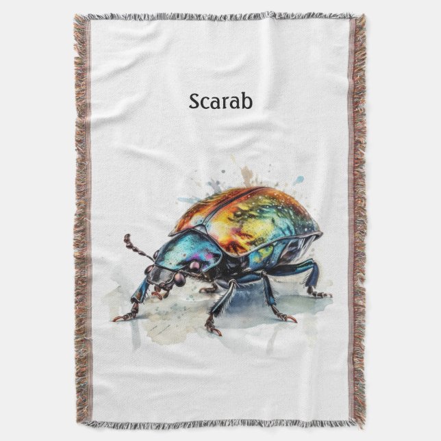 Cobertor Besouro Iridescente em Aquarela, personalizado (Frente Vertical)