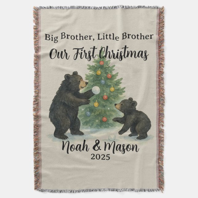 Cobertor Big Brother Little Brother Bear Custom Christmas (Frente Vertical)