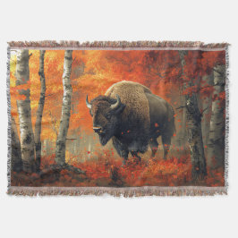 Cobertor Bison no Trabalho de arte de Autumn Woods