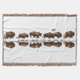 Cobertor Bison Roaming na neve do inverno |