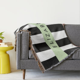 Cobertor Black and White Stripes, Stripes, Linhas, Seu Nome