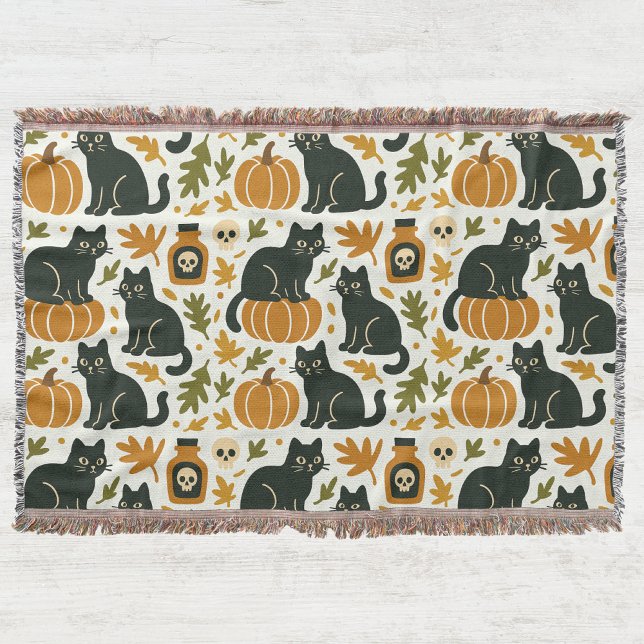 Cobertor Black Cat and Pumpkin Woven (Criador carregado)