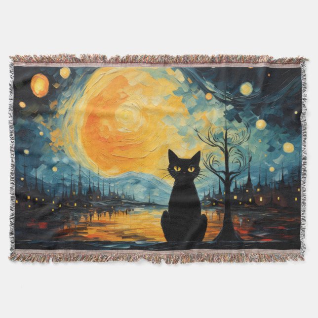 Cobertor Black Cat e Starry Night (Frente)