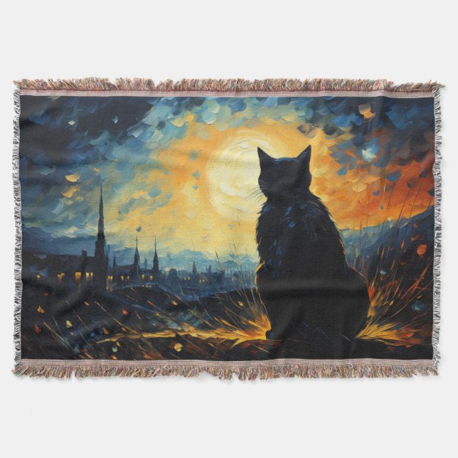 Cobertor Black Cat e Starry Night (Frente)