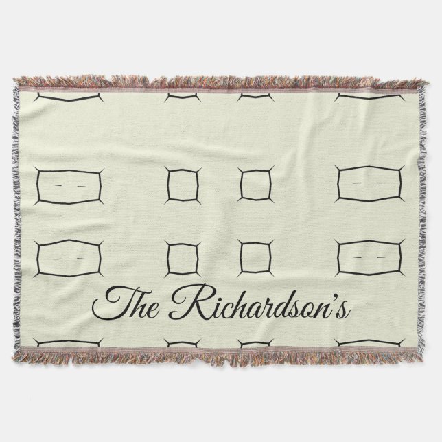 Cobertor Black Cream Personalized Geometric Minimal Bedding (Frente)